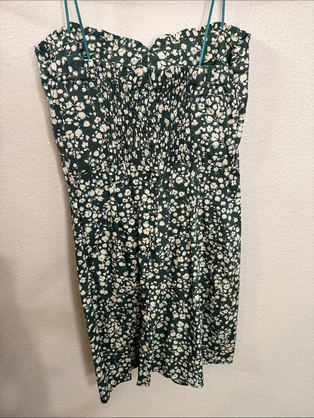 Women’s Green Floral Strapless Dress